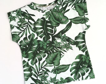 Dernière pièce : chemise pour bébé ou tout-petit avec des feuilles. 4T. T-shirt feuilles pour bébé. Haut en coton. Chemise verte feuilles et fleurs