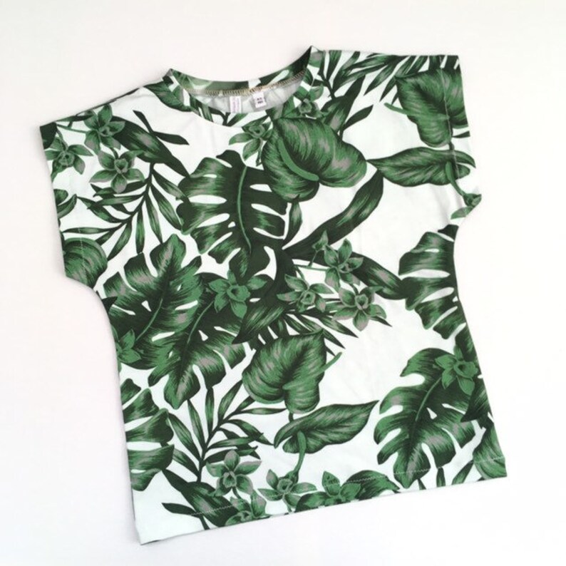 Last one: Baby or toddler shirt with leaves. 4T. Infant leaves t-shirt. Cotton top. Green leaves and flowers shirt image 1