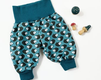 Pantalón burbuja verde con erizos. Pantalones cómodos. Talla 3 - 6 meses