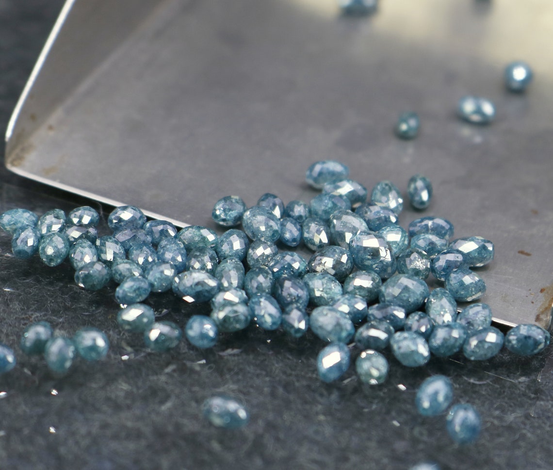 21 Pcs Natural Blue Diamond Faceted Dolki Rare Natural Blue Etsy