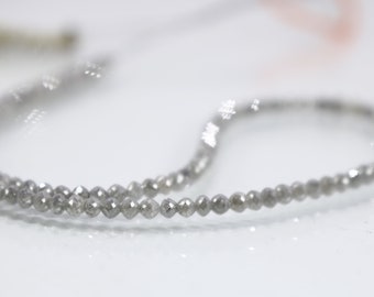 29 Carats Natural Gray Diamond Faceted Beads, S1 Quality Loose Gray Diamond Shape 2.8-4 mm 14 inch Wholesale Diamond Bead