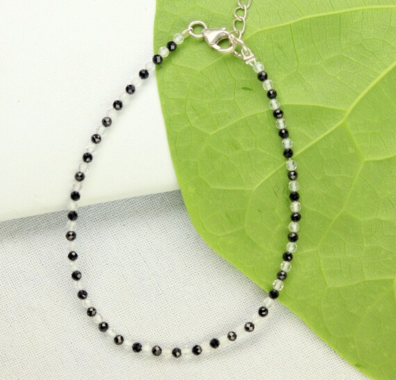 Bracelet En Pierre Naturelle Topaze Et Spinelle Noire - Laiton Plaqué Or, Marque Rose-Mimosa, Neuf Avec Étiquettes
