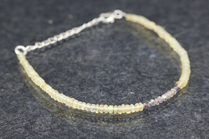 HAPPYMARCH Natural Pink Diamond Beaded Bracelet AAA Natural Opal Bracelet Genuine Diamond Jewelry