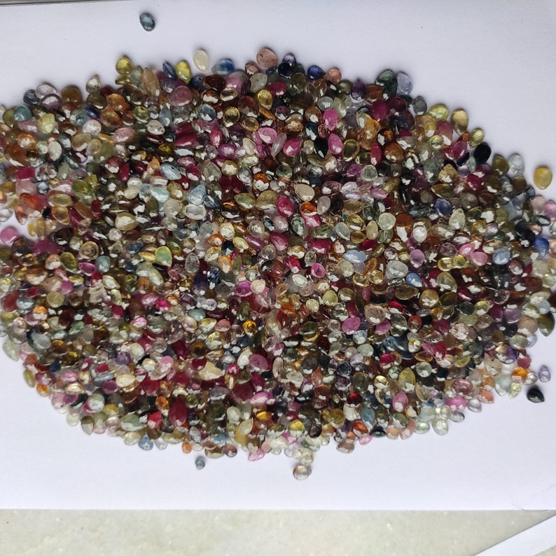 SOLD sale Natural Multi sapphire Faceted Pears 4X6 mm 50 pieces multi mox color Loose multi sapphire