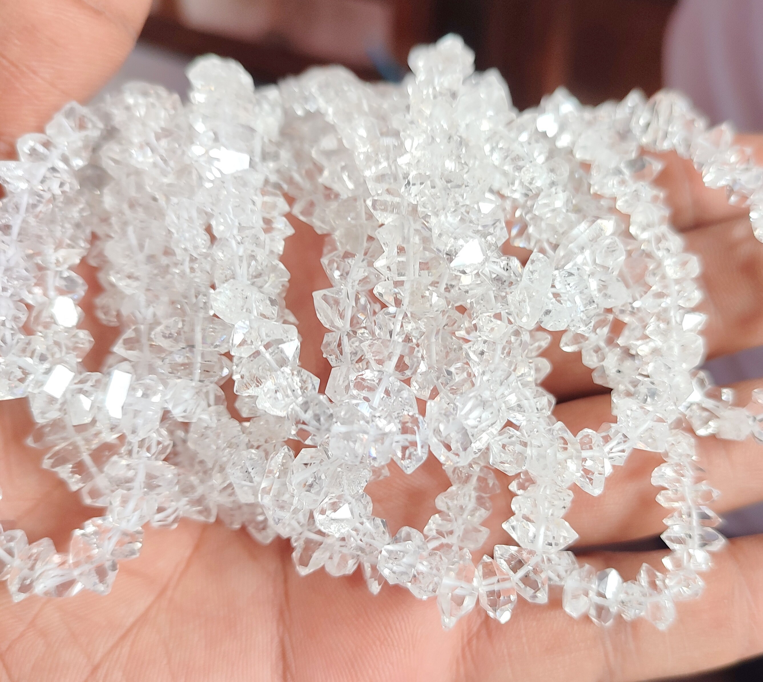 Herkimer Diamond Quartz Beads Uncut Chips AAA Natural Drill Stone Beads Loose Diamond Quartz Shape Handmade Jewelry Etsy Canada