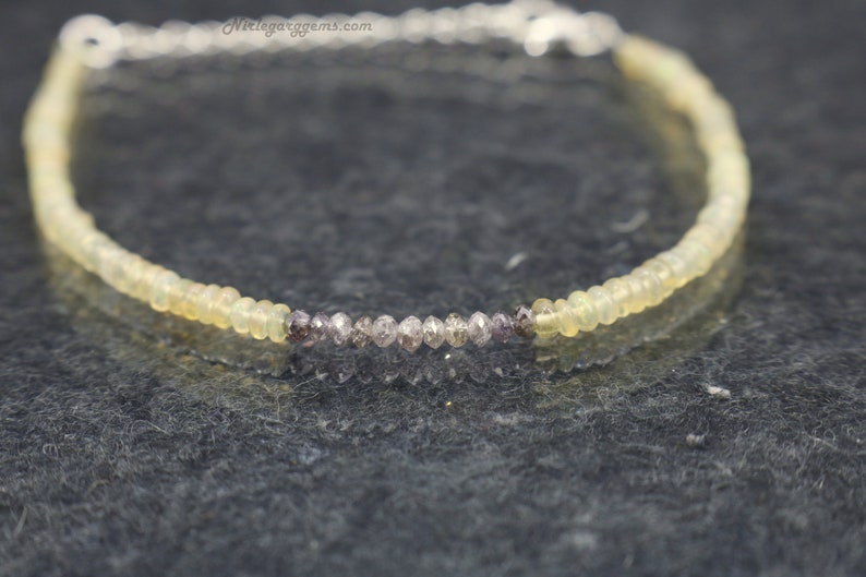 HAPPYMARCH Natural Pink Diamond Beaded Bracelet AAA Natural Opal Bracelet Genuine Diamond Jewelry