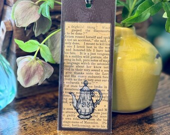 Deconstructed Book Marks- Antique Cafè series - Silver Tea Pot