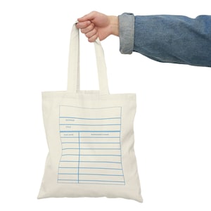 Library Book Check Out Card Natural Tote Bag / Gift for Writer Author Reader Book Lover