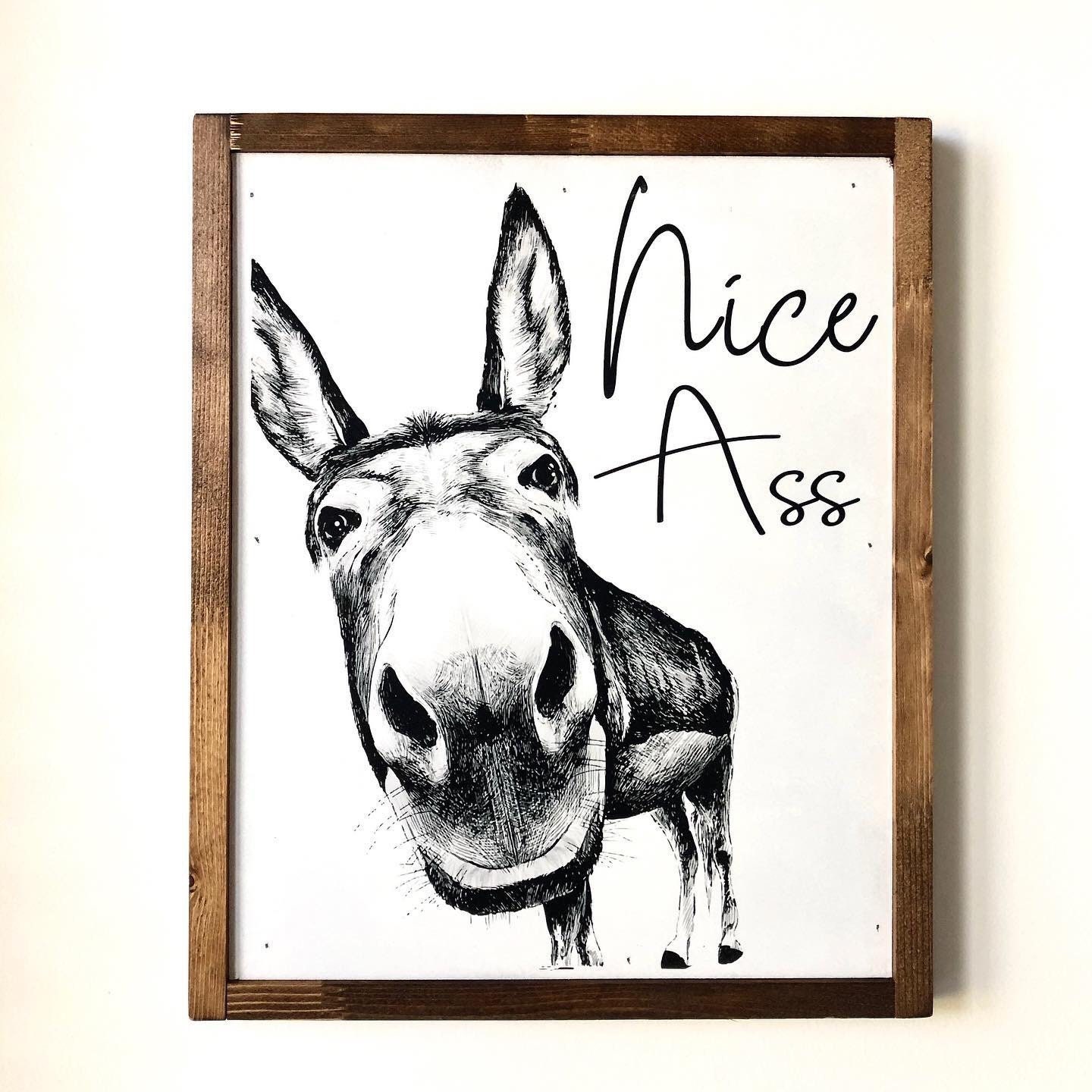 Nice Ass bathroom sign, Wooden Sign, Farmhouse Wooden Sign, Funny Far…