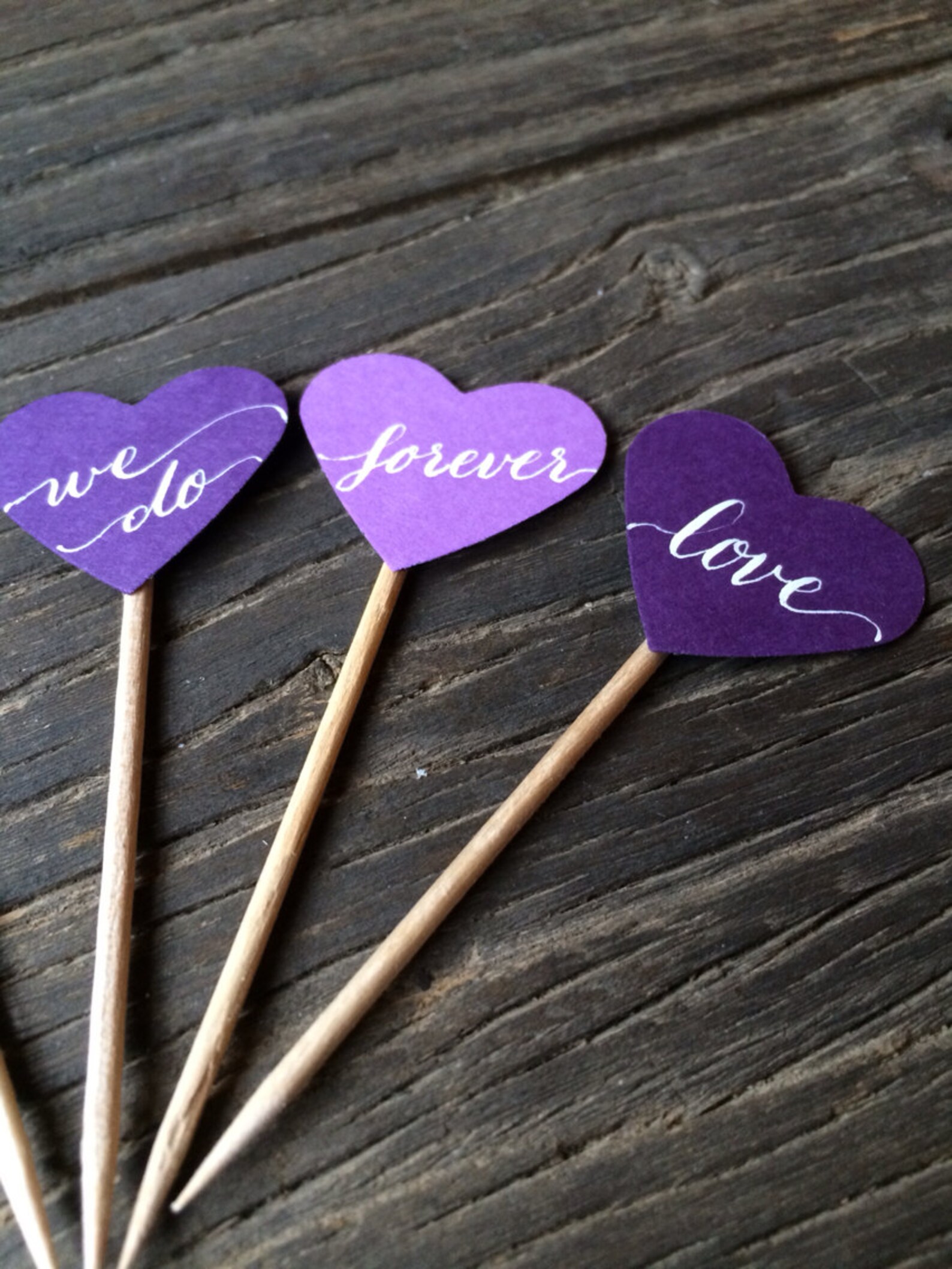 Mini Heart Toothpicks/Stirrers Calligraphy Custom Set of Etsy