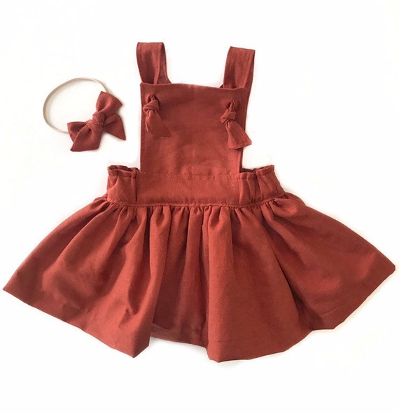 burnt orange pinafore dress
