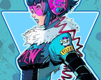 Rhythm and Rhymes girl | Cyberpunk Sticker