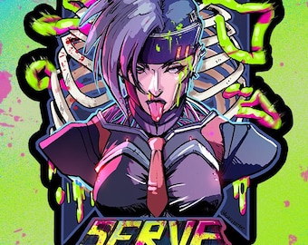 Serve Violence | Cyberpunk Sticker