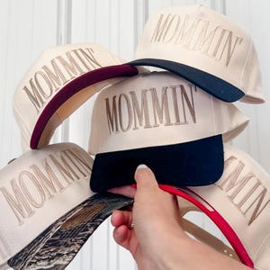 Mommin' Embroidered Trucker Hat, Mama Two Color Hat, Mama Trucker Hat