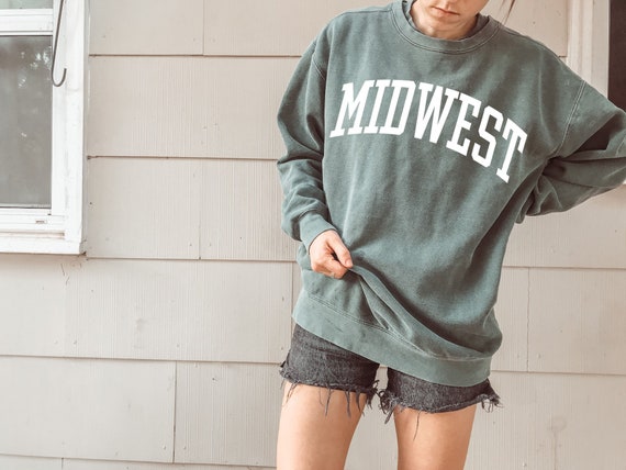 Midwest Sweatshirt, Similar to Comfort Colors Sweatshirt, Vintage Sweatshirt,  Retro Sweatshirt, Oversized Sweatshirt, Hipster Sweatshirt 