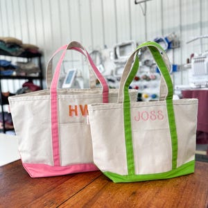 Personalized Canvas Tote, Custom Embroidered Canvas Tote Bag, Monogram Tote Bag, Bachelorette Bags Bridesmaid Tote, Preppy Boat Bag