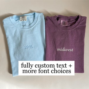 Comfort Colors Custom Embroidered Shirt, Custom Oversized Vintage Shirt, Custom Embroidery Shirt