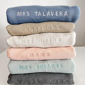 Custom Text Embroidered Independent Brand Personalized Sweatshirt, Mother's Day Gift, Birthday Gift, Christmas Gift