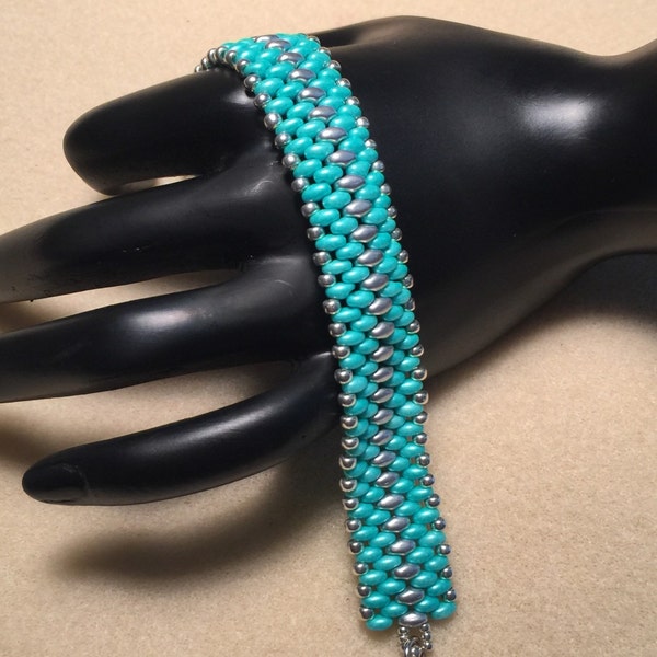 Superduo Cuff Beaded Bracelet - Hand Woven