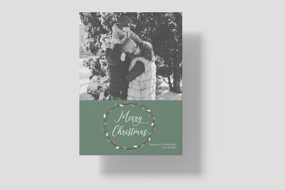 Merry Christmas Holiday Photo Card 5x7 Postcard DIGITAL | Etsy