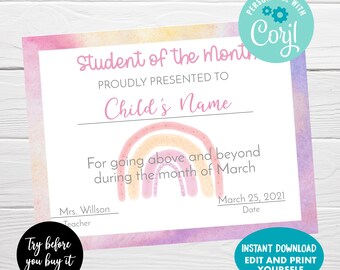 Download Student Of The Month Etsy