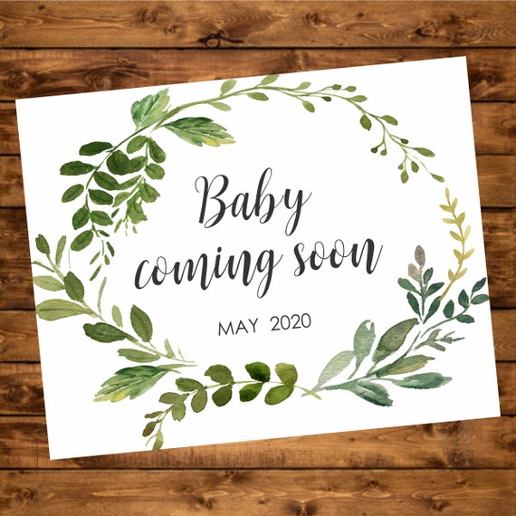 Pregnancy Announcement Greenery Baby Coming Soon Photo Prop