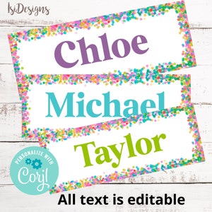 Editable Desk Plates, Student Name Cards, Printable Desk Tags, Instant Download, Classroom Decor, Class Desk Names, Kids Name Tags