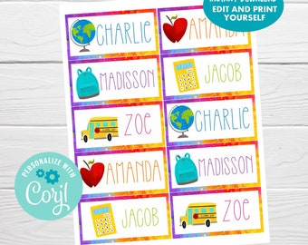 Embroidered name labels for school