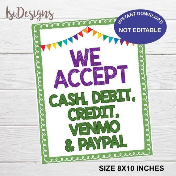 Vendor Payment Printable 8x10 sign, Instant Download, Cookie Booth Sign, Fundraiser Payment Methods, Scout Cookie Sale Sign, Marketing Sign Il_570xn
