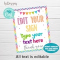 Editable Rainbow Colors Sign, 8x 10 Printable Sign, Instant Download, School, Cafeteria, Teacher Lounge Room Sign, Custom Sign Decor