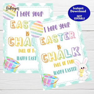 Paascadeaukaartjes, krijt vol plezier, voorschoolse paasafdrukbare tags, leraar cadeaumandtags, partij gunst tag, instant download krijttags
