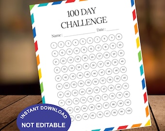 100 Day Challenge Printables | Journal Worksheets | Habit & Goal Trackers | Resolution Templates