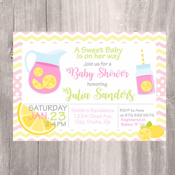 pink lemonade baby shower invitations