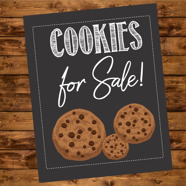 Cookies for Sale Printable Sign, Instant Download, Chalkboard Cookie Booth Poster, Fundraiser Cookies Sale