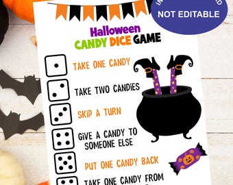 Halloween Candy Dice Game - Printable Halloween Classroom Activity - Instant Download