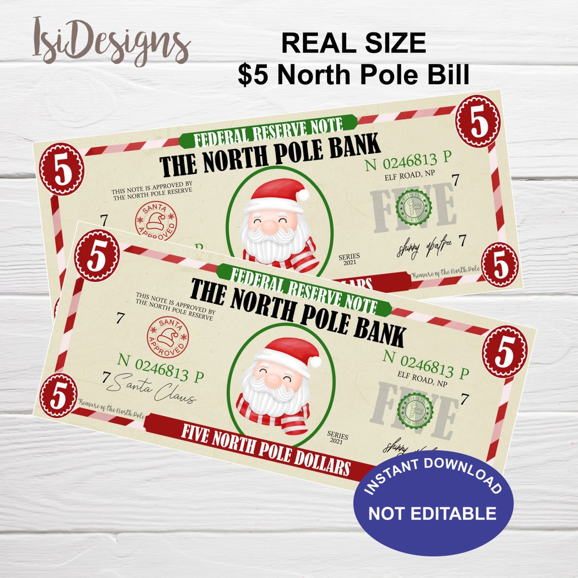 PRINTABLE Santa Claus Money Bundle Stocking Stuffer - Etsy