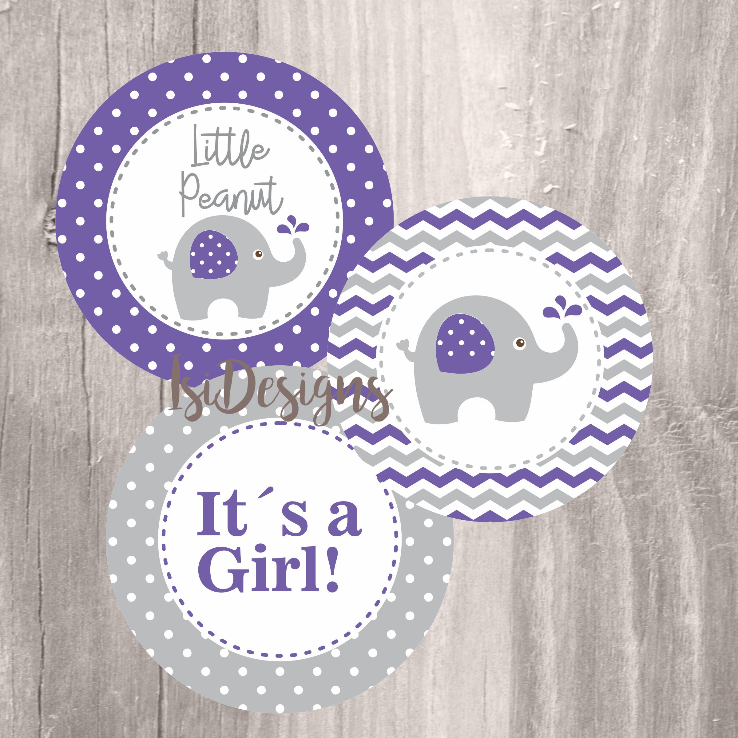 Purple Elephant Baby Shower Centerpieces Instant Download Etsy