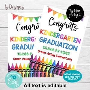 Kindergarten Graduation Gift Tags, Instant Download, Congrats Preschool Favor Tags, Editable Graduation Tags