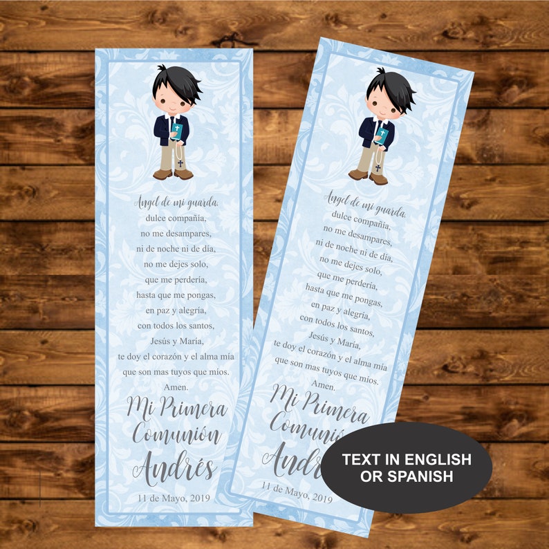 Blue First Holy Communion Bookmark Favors Printable Communion | Etsy