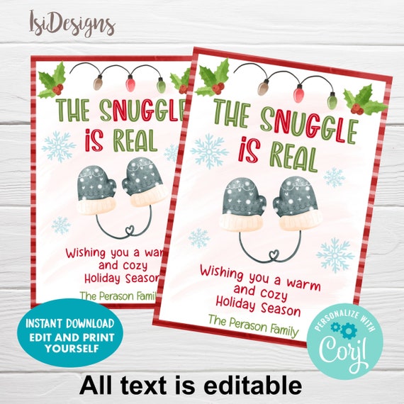 The Snuggle is Real Christmas Gift Tags, Secret Santa, Nurse Office