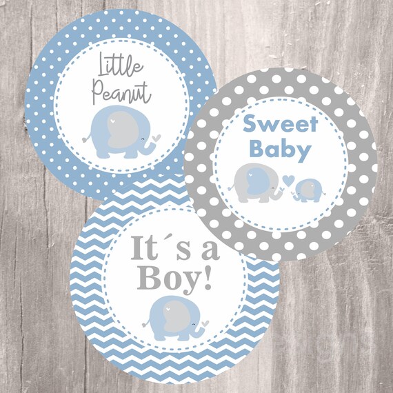 Elephant Printable Centerpieces Blue And Grey Elephant Baby Etsy