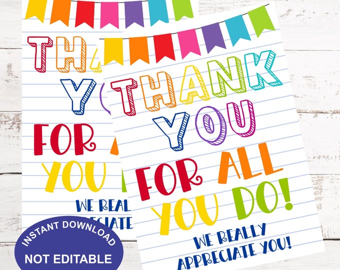 Thank You Teachers & Staff Glitter Banner - Pre-Strung Teacher Appreciation Week Decor, We Love Our Teachers School Bulletin Board Sign