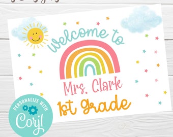 Welcome Back Teacher Postcard for Students, Editable Note From Teacher, Happy Mail for Students, Rainbow Welcome to Class Postcard, Download