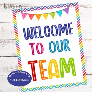 Welcome to our team printable sign, Employee Volunteer Nurse Hospital Teacher Staff Welcome Sign, Corporate Gift, New Employee Sign