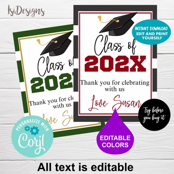 Graduation party favor tags, Editable Graduation Gift Tags, Instant Download Il_570xn