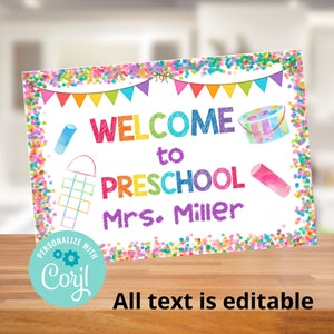Correio do professor para alunos, download instantâneo, cartão postal editável de volta às aulas, bem-vindo à minha turma, cartão para impressão do jardim de infância pré-escolar