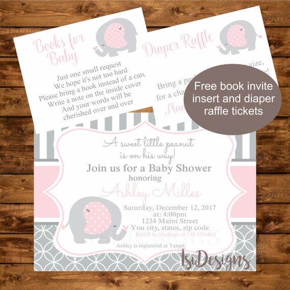 Pink Elephant Baby Shower Invitation Elephant Printable Invite Pink Elephant Baby Shower Invitation Elephant Printable Invite