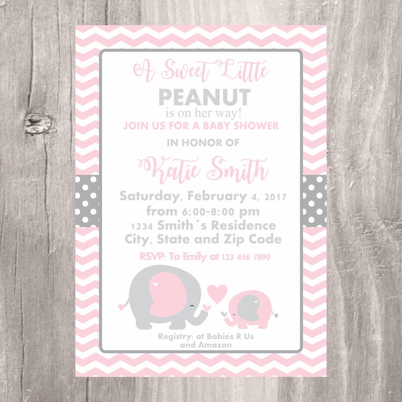 Pink Elephant Baby Shower Invitation Pink And Gray Printable Etsy Pink Elephant Baby Shower Invitation Pink And Gray Printable Etsy