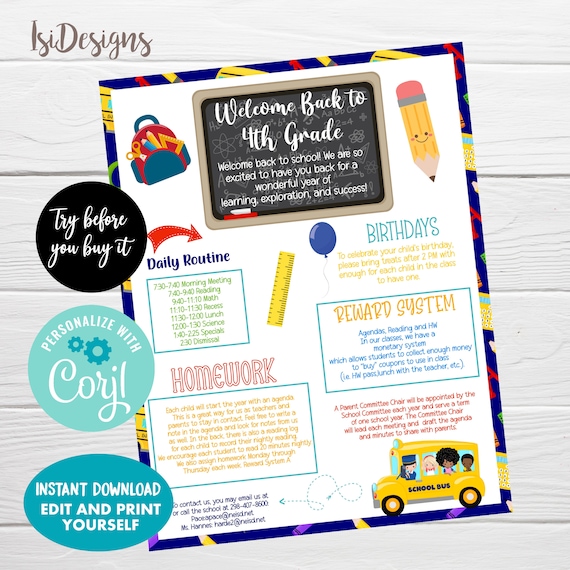 Editable Back To School Newsletter Welcome Back School Note Etsy Uk