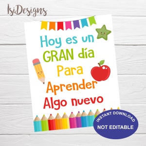 Spanish Classroom Sign, Printable Poster, Spanish Class Décor, Hoy es un buen día para aprender algo nuevo, Instant Download